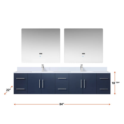 Geneva 84 in. W x 22 in. D Navy Blue Double Bath Vanity