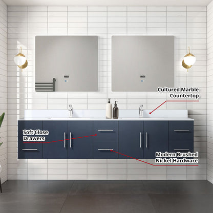 Geneva 84 in. W x 22 in. D Navy Blue Double Bath Vanity