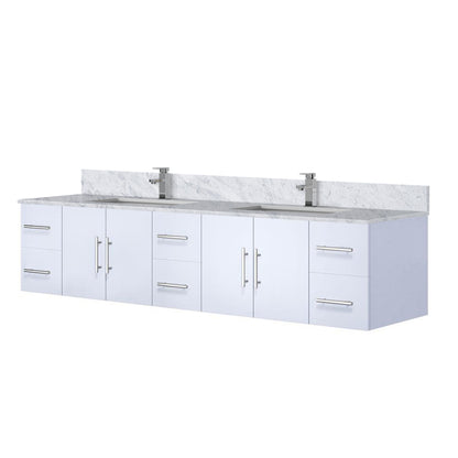 Geneva 84 in. W x 22 in. D Glossy White Double Bath Vanity
