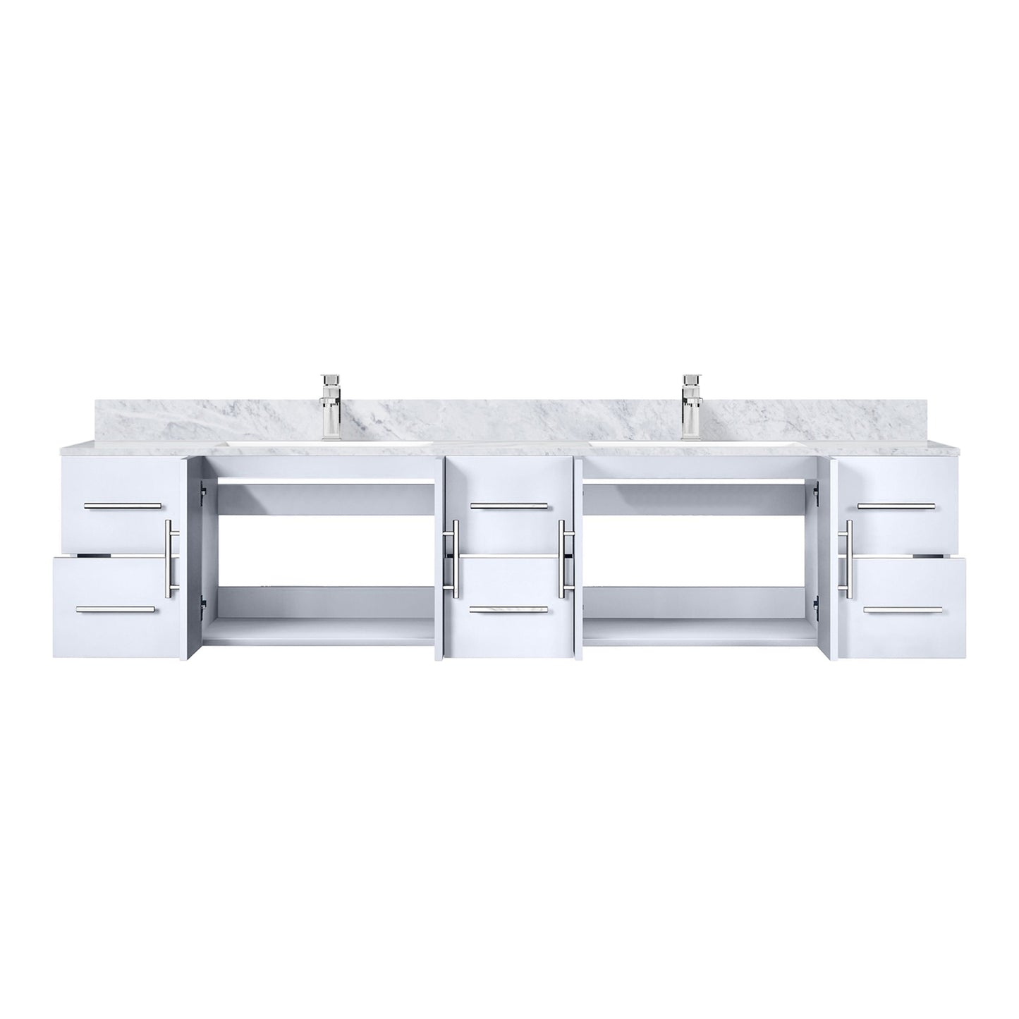 Geneva 84 in. W x 22 in. D Glossy White Double Bath Vanity