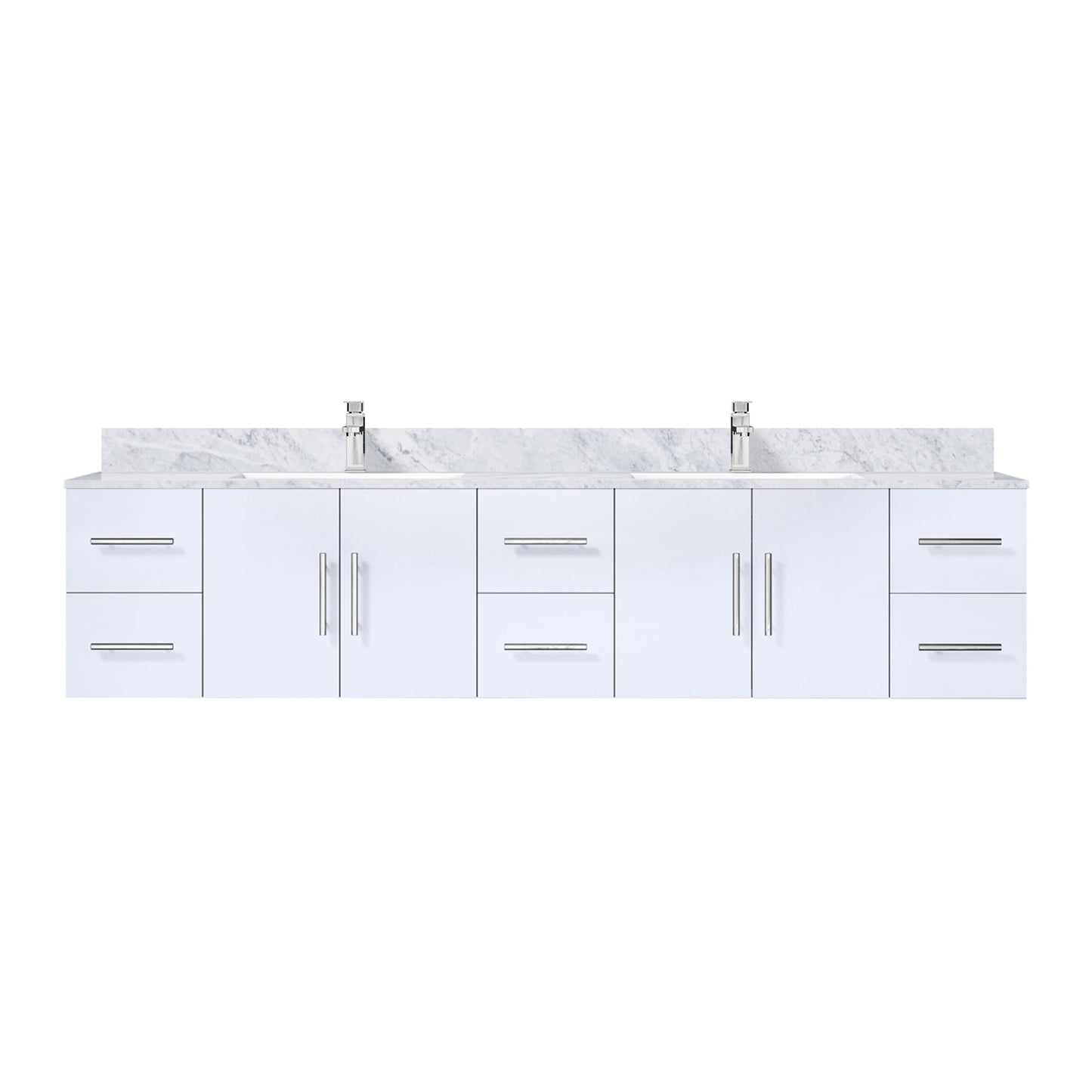Geneva 84 in. W x 22 in. D Glossy White Double Bath Vanity