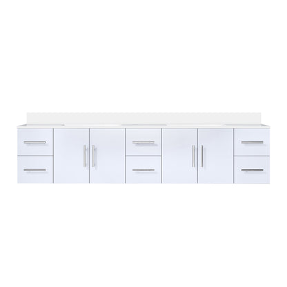 Geneva 84 in. W x 22 in. D Glossy White Double Bath Vanity