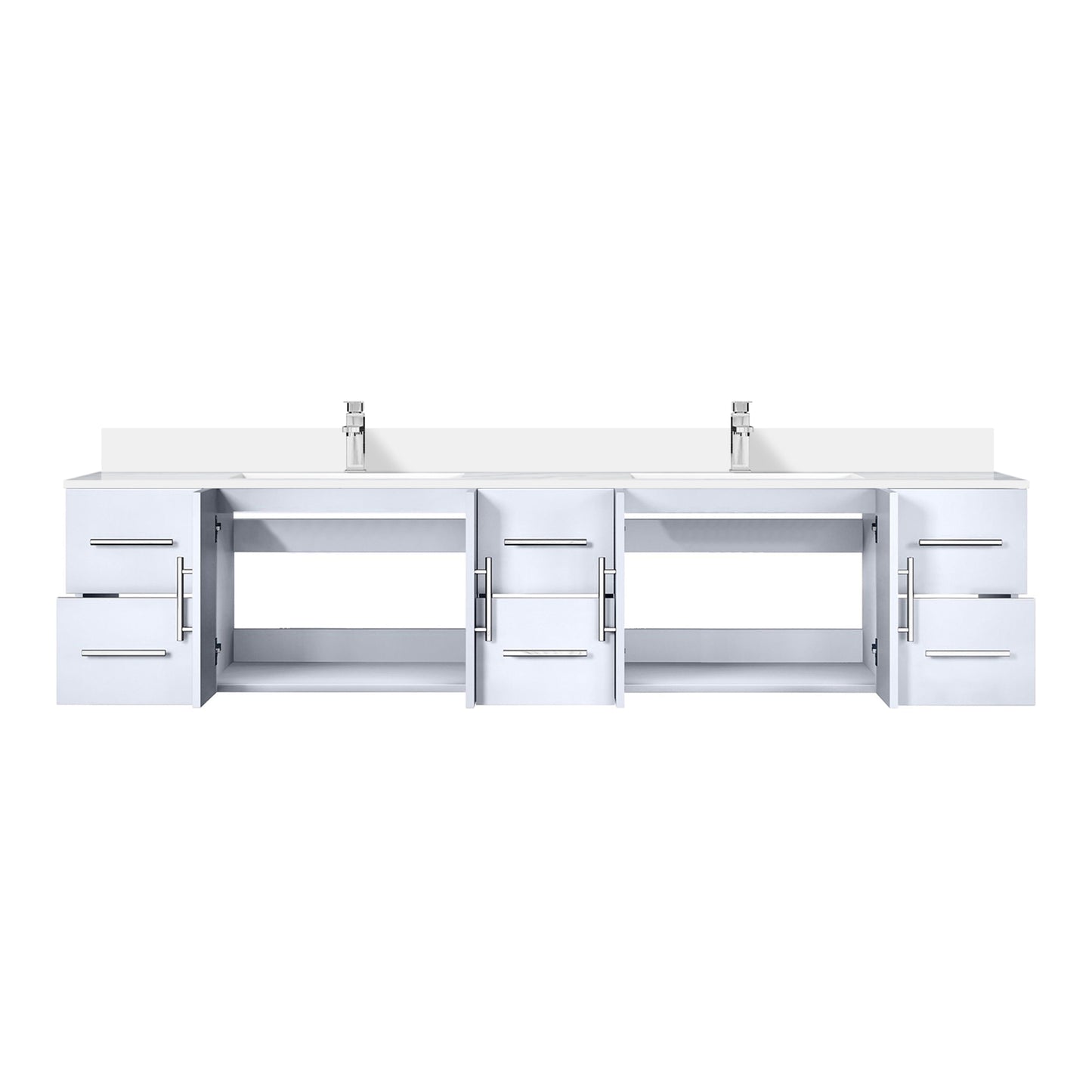 Geneva 84 in. W x 22 in. D Glossy White Double Bath Vanity