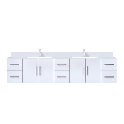 Geneva 84 in. W x 22 in. D Glossy White Double Bath Vanity