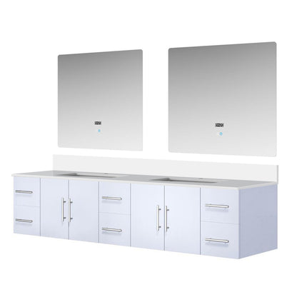 Geneva 84 in. W x 22 in. D Glossy White Double Bath Vanity