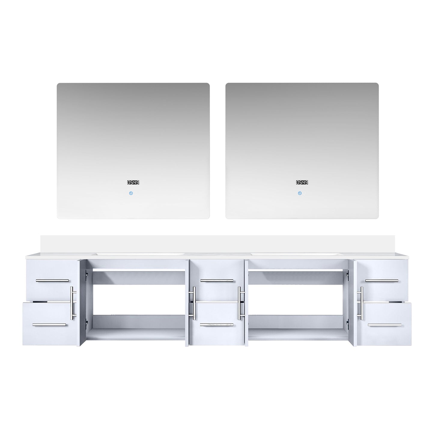 Geneva 84 in. W x 22 in. D Glossy White Double Bath Vanity