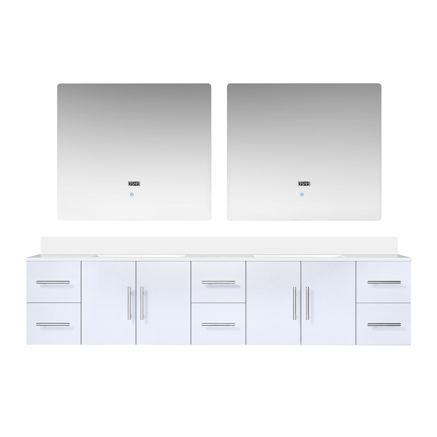 Geneva 84 in. W x 22 in. D Glossy White Double Bath Vanity