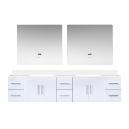 Geneva 84 in. W x 22 in. D Glossy White Double Bath Vanity