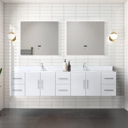 Geneva 84 in. W x 22 in. D Glossy White Double Bath Vanity