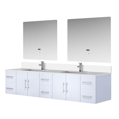 Geneva 84 in. W x 22 in. D Glossy White Double Bath Vanity