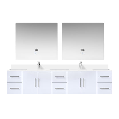 Geneva 84 in. W x 22 in. D Glossy White Double Bath Vanity