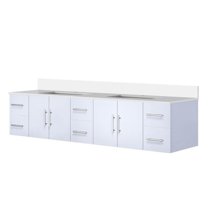 Geneva 84 in. W x 22 in. D Glossy White Double Bath Vanity