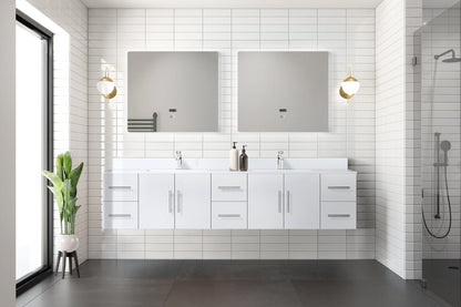 Geneva 84 in. W x 22 in. D Glossy White Double Bath Vanity