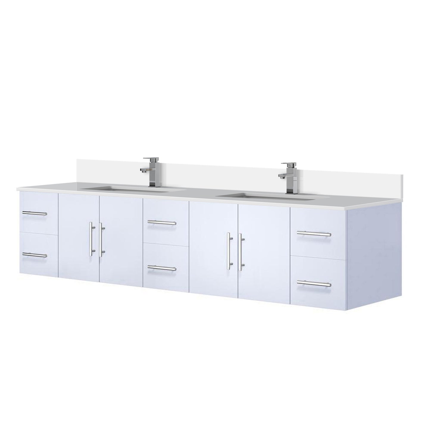 Geneva 84 in. W x 22 in. D Glossy White Double Bath Vanity