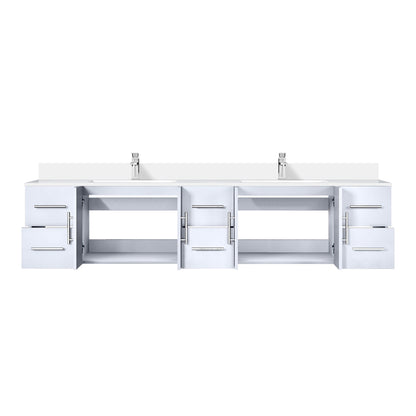 Geneva 84 in. W x 22 in. D Glossy White Double Bath Vanity