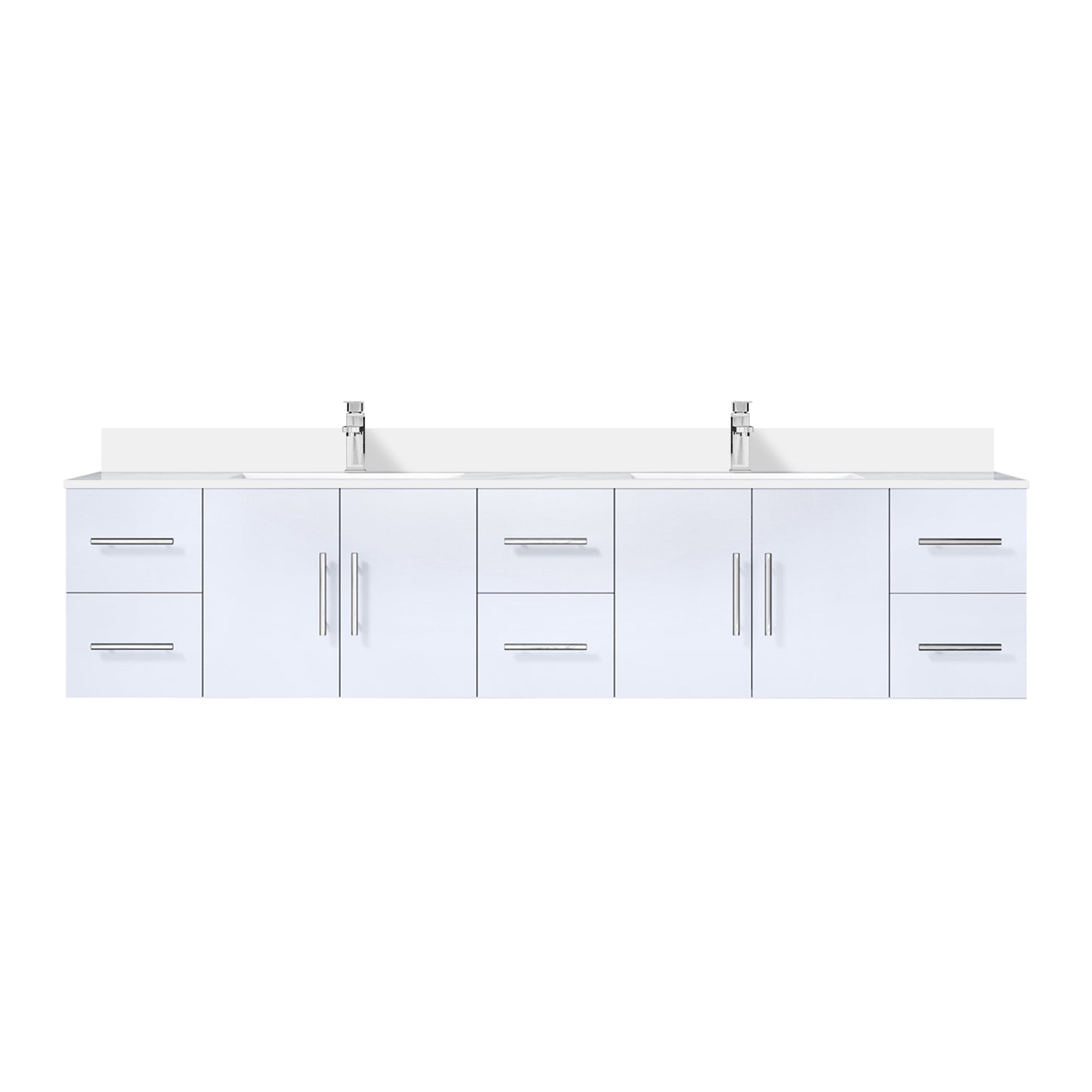 Geneva 84 in. W x 22 in. D Glossy White Double Bath Vanity