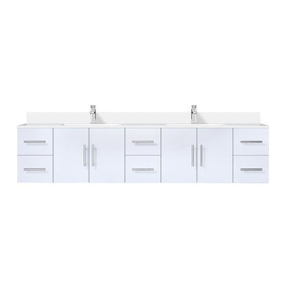 Geneva 84 in. W x 22 in. D Glossy White Double Bath Vanity