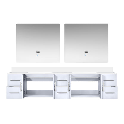 Geneva 84 in. W x 22 in. D Glossy White Double Bath Vanity
