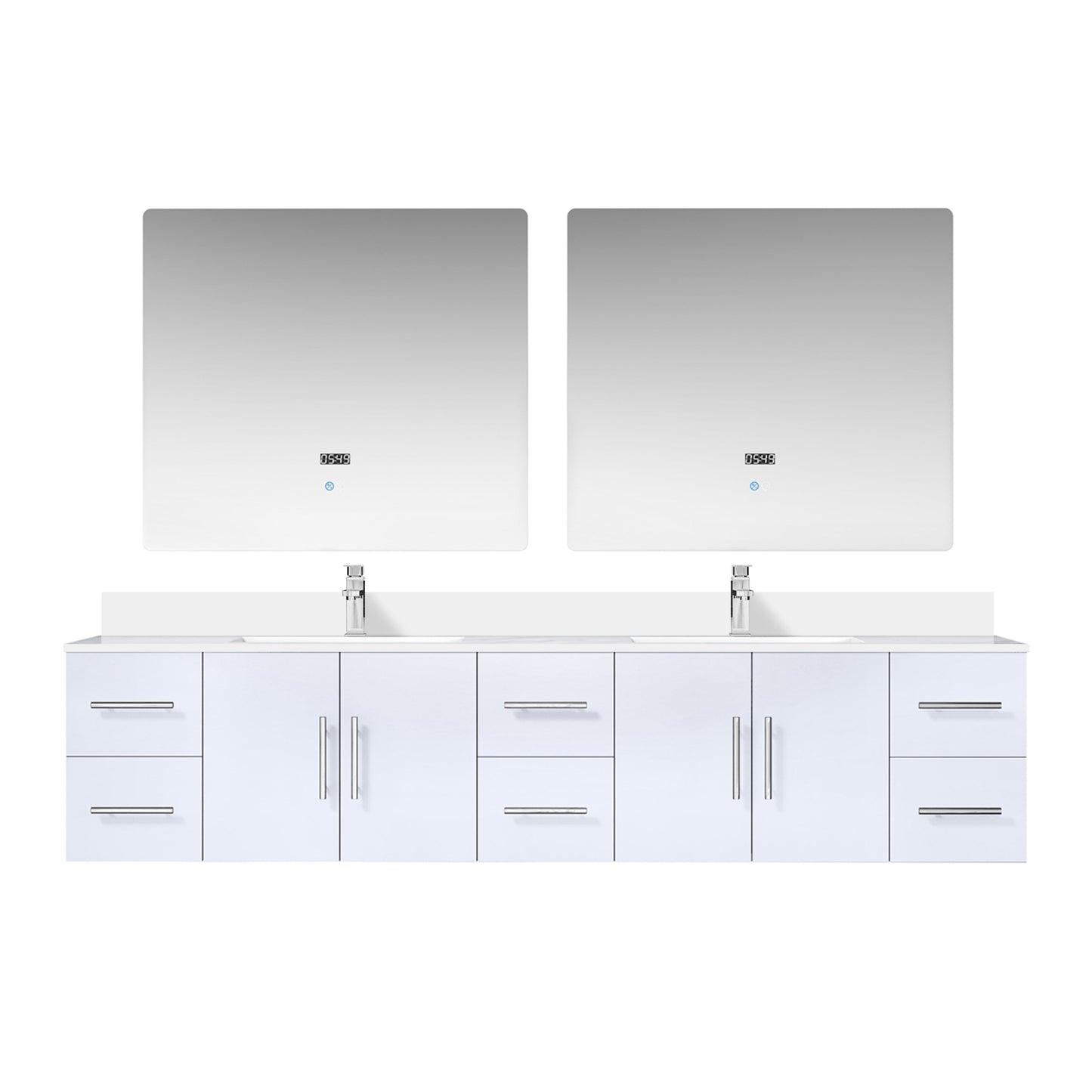 Geneva 84 in. W x 22 in. D Glossy White Double Bath Vanity