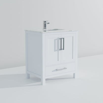 Lexora Jacques 30" White Bathroom Vanity | Modern Solid Wood Cabinet
