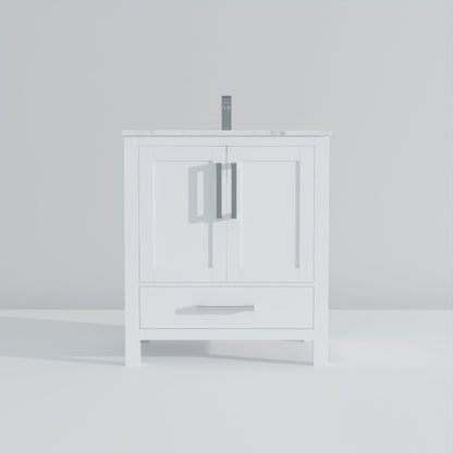 Lexora Jacques 30" White Bathroom Vanity | Modern Solid Wood Cabinet