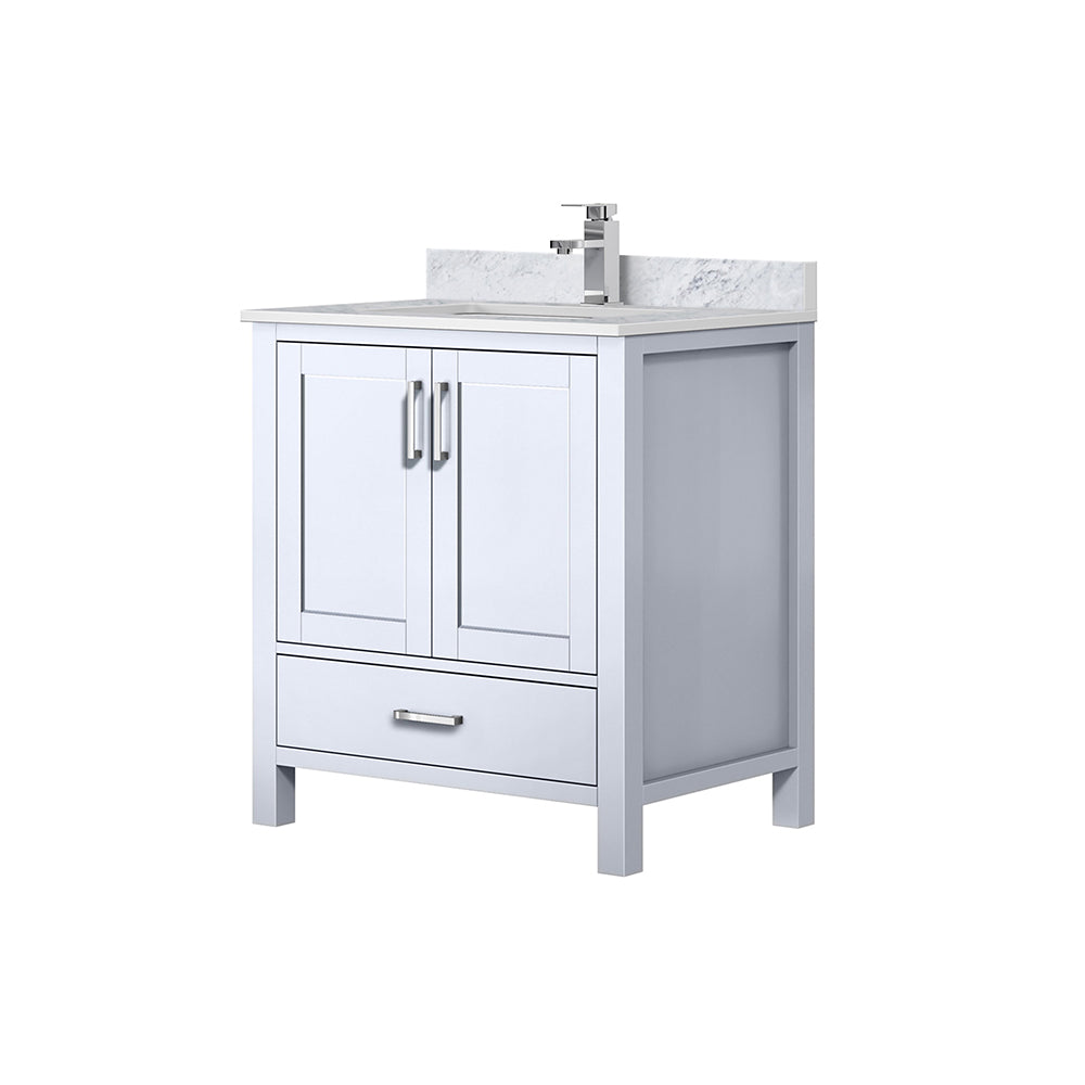 Lexora Jacques 30" White Bathroom Vanity | Modern Solid Wood Cabinet