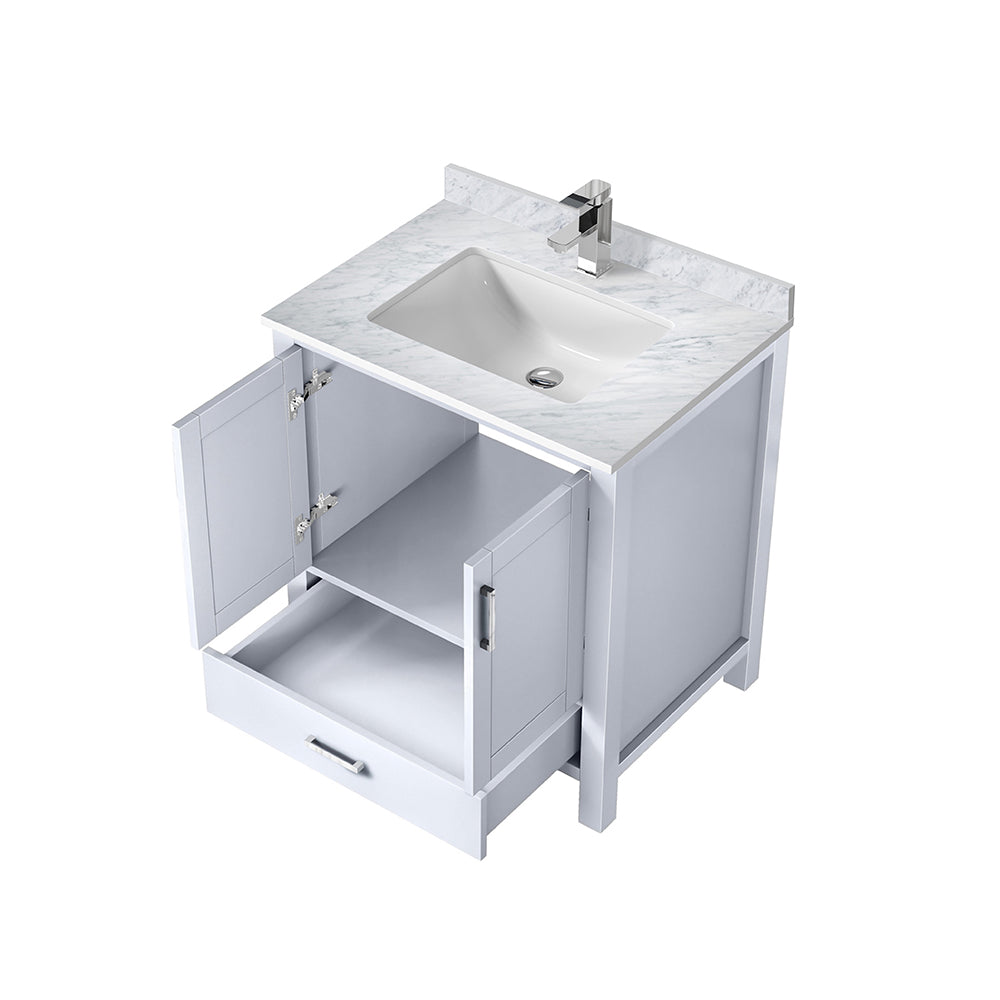Lexora Jacques 30" White Bathroom Vanity | Modern Solid Wood Cabinet