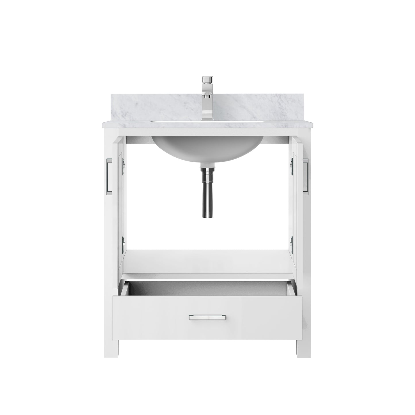 Lexora Jacques 30" White Bathroom Vanity | Modern Solid Wood Cabinet