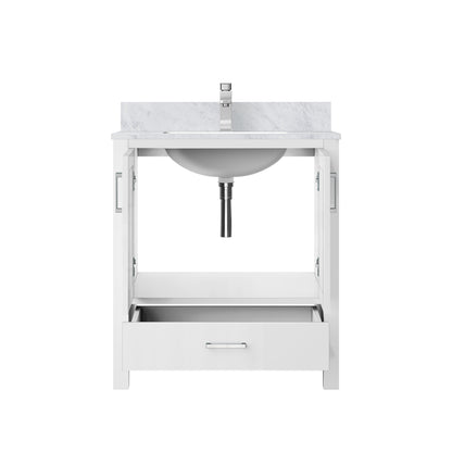 Lexora Jacques 30" White Bathroom Vanity | Modern Solid Wood Cabinet