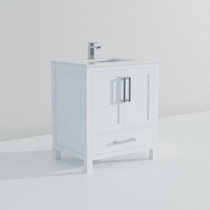 Lexora Jacques 30" White Bathroom Vanity | Modern Solid Wood Cabinet