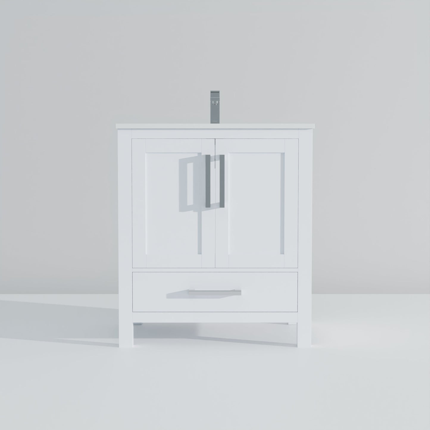 Lexora Jacques 30" White Bathroom Vanity | Modern Solid Wood Cabinet