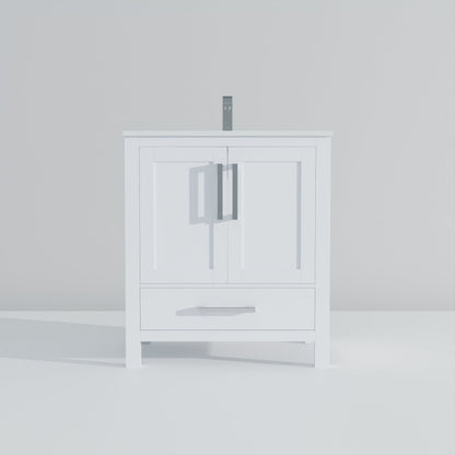 Lexora Jacques 30" White Bathroom Vanity | Modern Solid Wood Cabinet