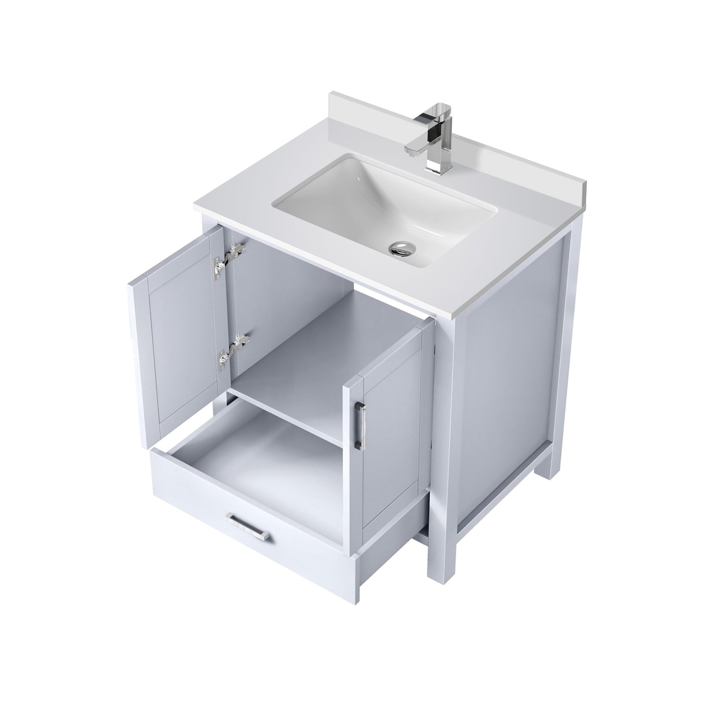 Lexora Jacques 30" White Bathroom Vanity | Modern Solid Wood Cabinet