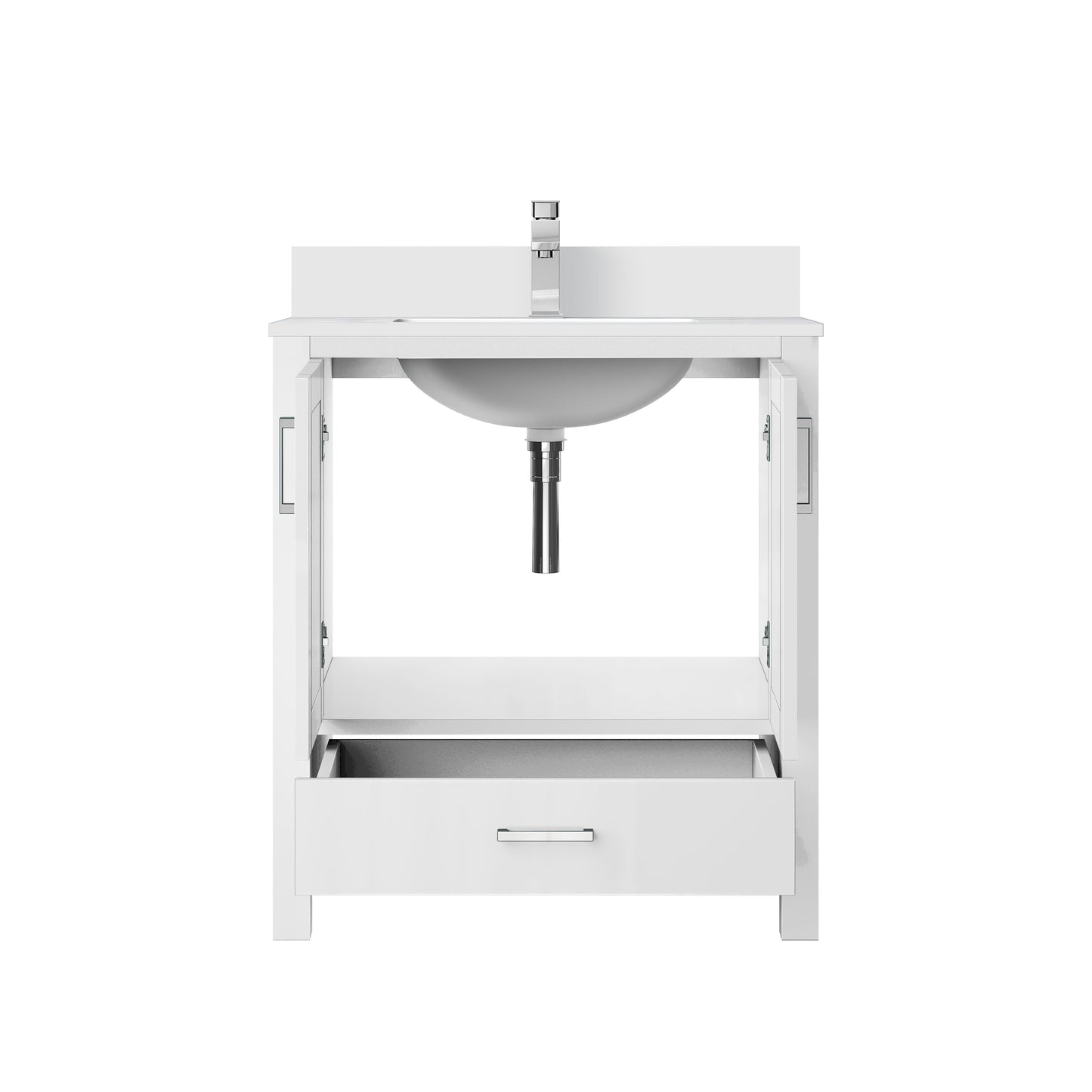 Lexora Jacques 30" White Bathroom Vanity | Modern Solid Wood Cabinet