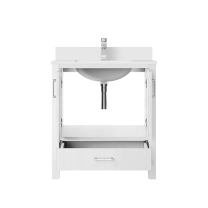 Lexora Jacques 30" White Bathroom Vanity | Modern Solid Wood Cabinet