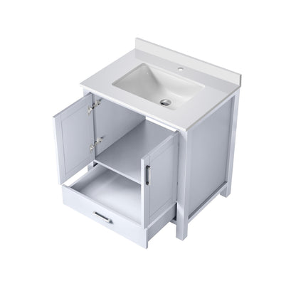 Lexora Jacques 30" White Bathroom Vanity | Modern Solid Wood Cabinet