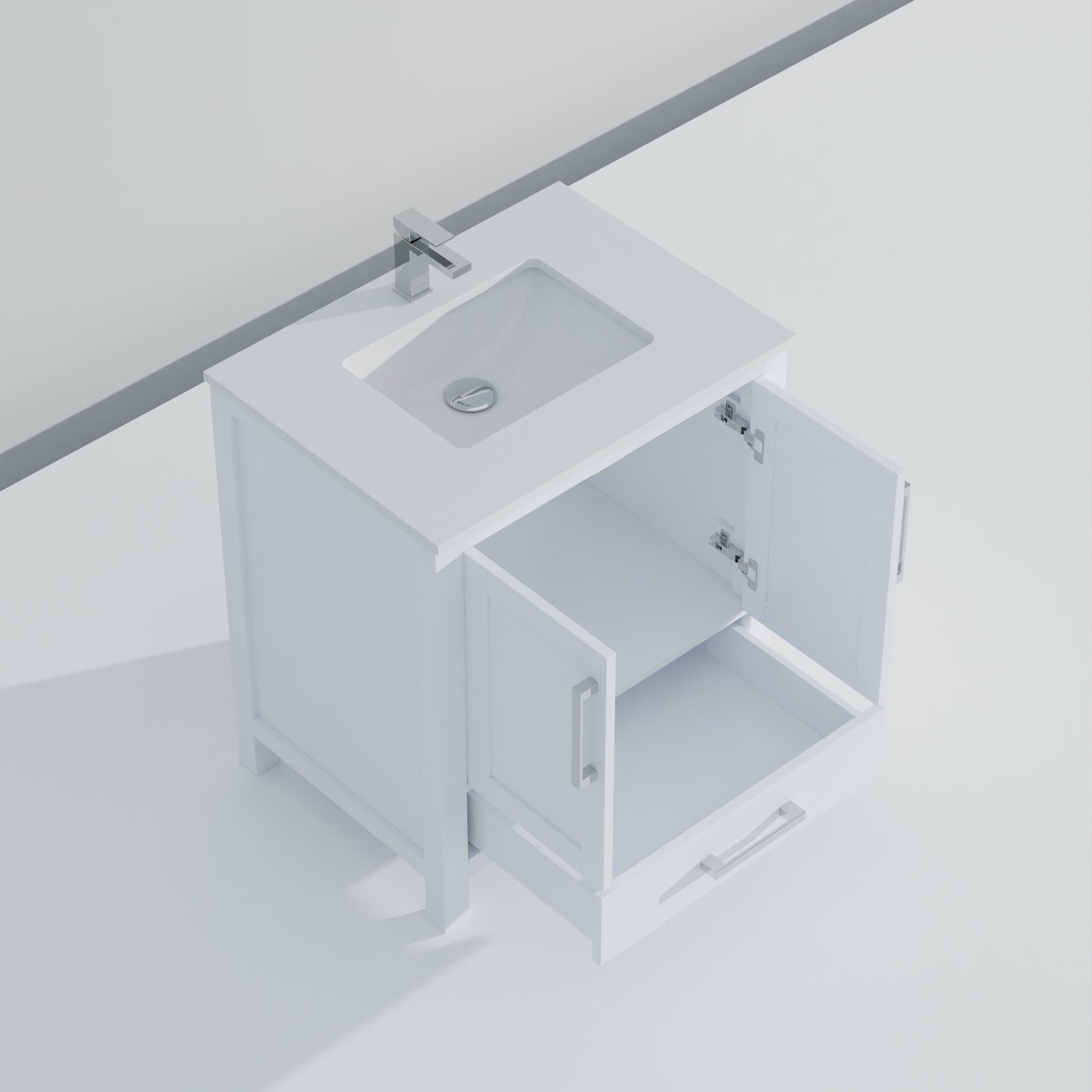 Lexora Jacques 30" White Bathroom Vanity | Modern Solid Wood Cabinet