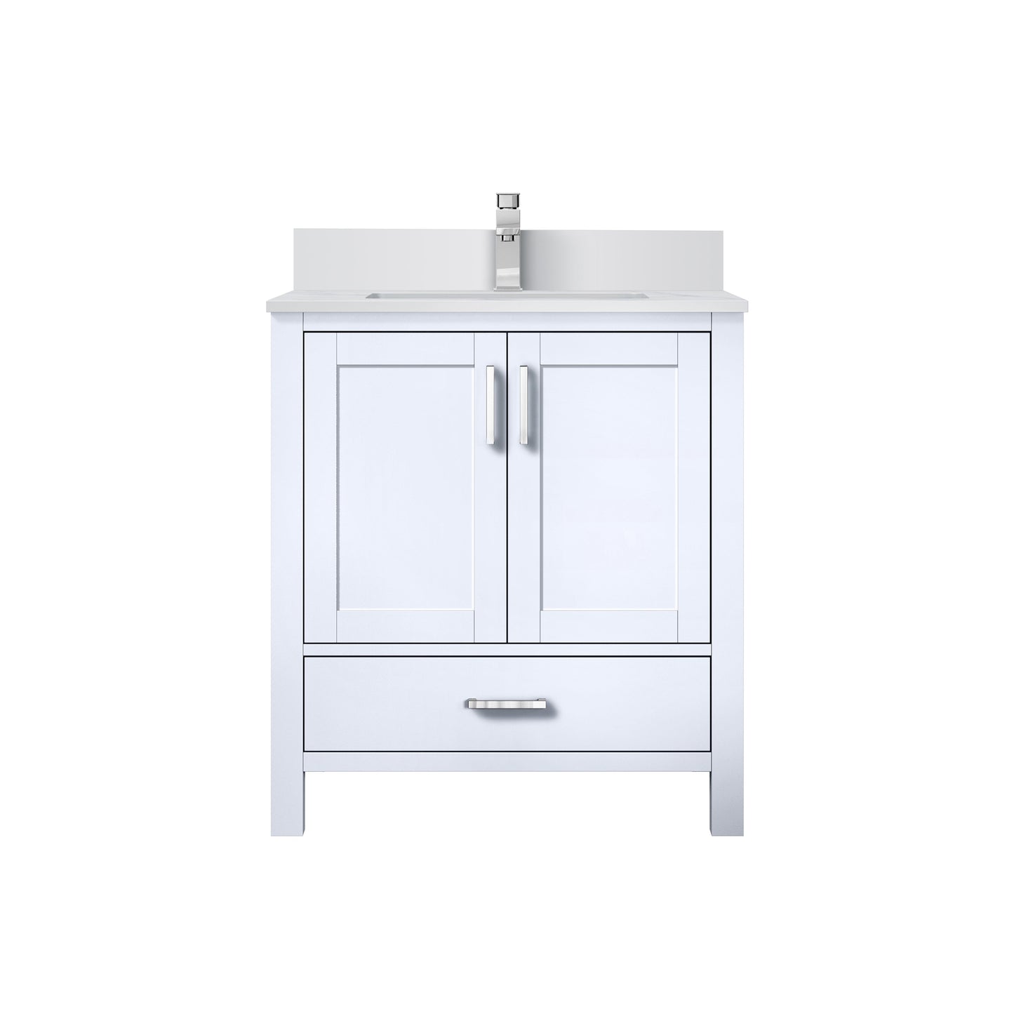Lexora Jacques 30" White Bathroom Vanity | Modern Solid Wood Cabinet