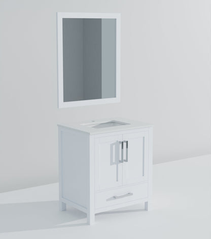 Lexora Jacques 30" White Bathroom Vanity | Modern Solid Wood Cabinet