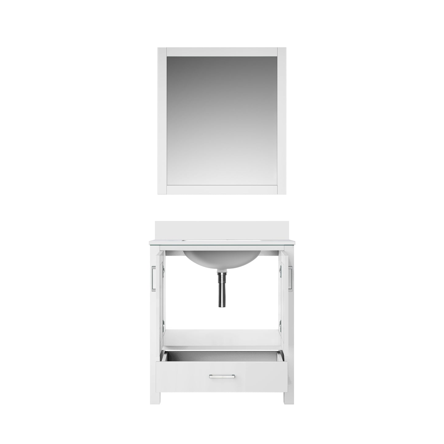 Lexora Jacques 30" White Bathroom Vanity | Modern Solid Wood Cabinet