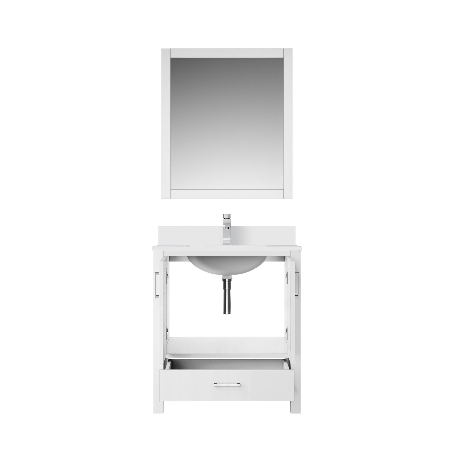 Lexora Jacques 30" White Bathroom Vanity | Modern Solid Wood Cabinet