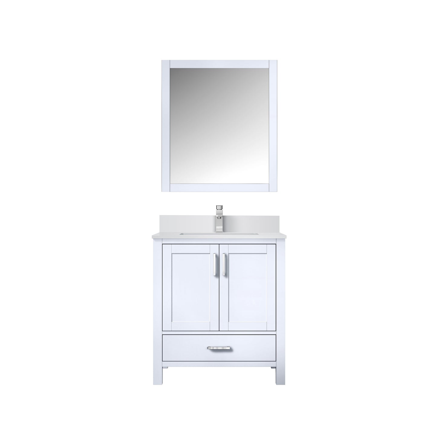 Lexora Jacques 30" White Bathroom Vanity | Modern Solid Wood Cabinet
