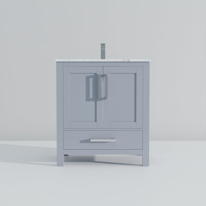 Lexora Jacques 30" Dark Grey Bathroom Vanity – Modern Solid Wood Freestanding Cabinet