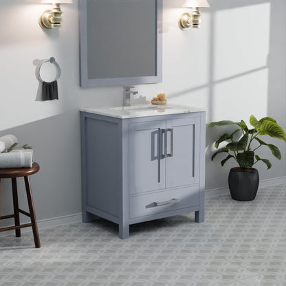 Lexora Jacques 30" Dark Grey Bathroom Vanity – Modern Solid Wood Freestanding Cabinet