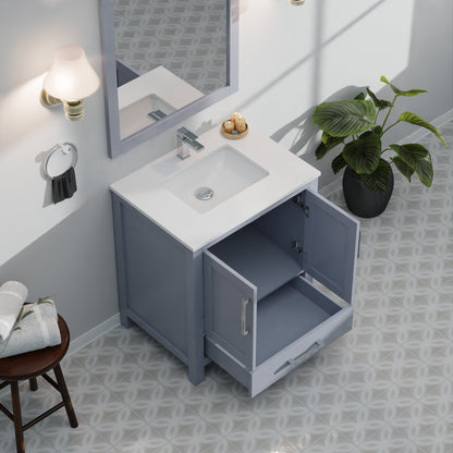 Lexora Jacques 30" Dark Grey Bathroom Vanity – Modern Solid Wood Freestanding Cabinet