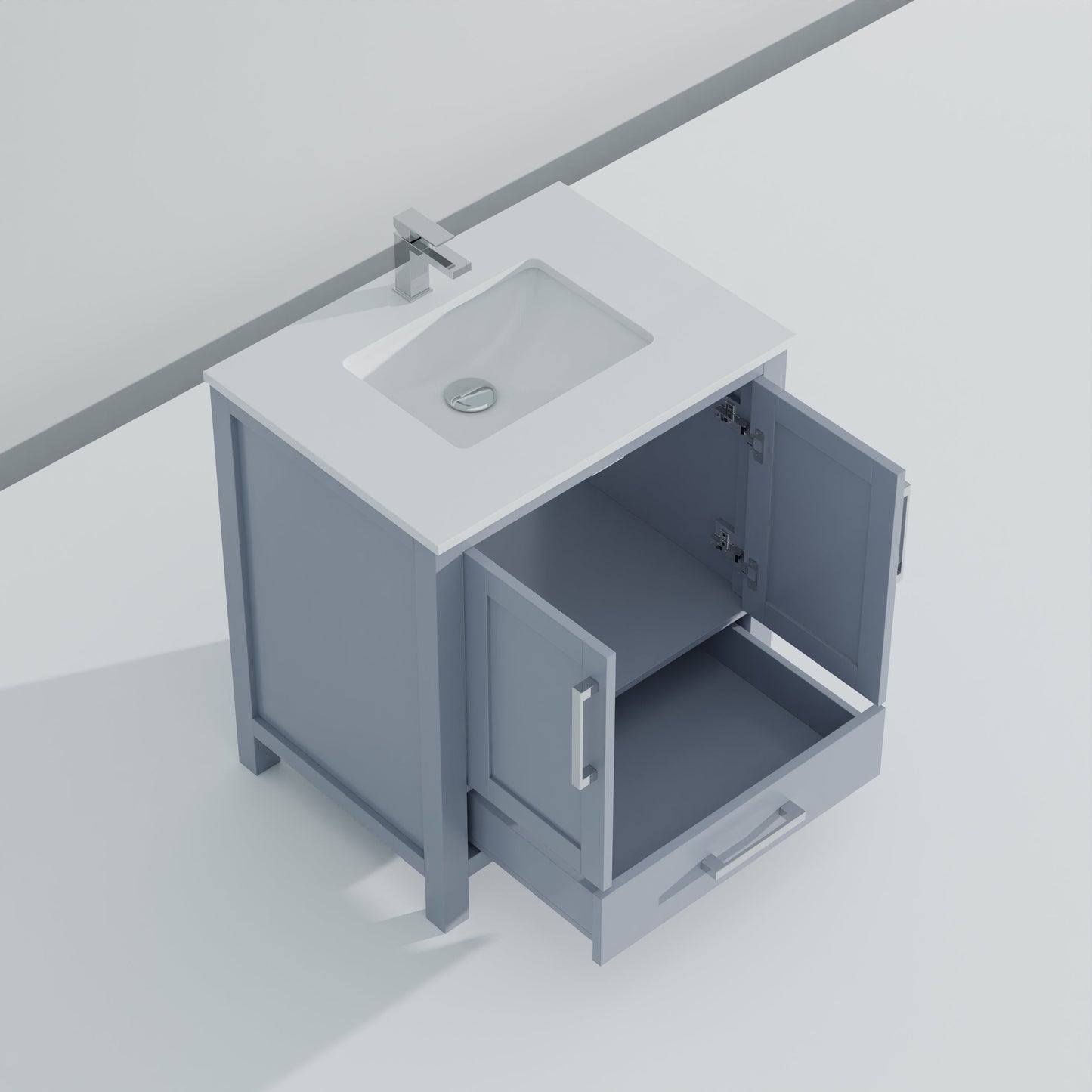 Lexora Jacques 30" Dark Grey Bathroom Vanity – Modern Solid Wood Freestanding Cabinet