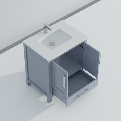 Lexora Jacques 30" Dark Grey Bathroom Vanity – Modern Solid Wood Freestanding Cabinet