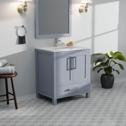 Lexora Jacques 30" Dark Grey Bathroom Vanity – Modern Solid Wood Freestanding Cabinet