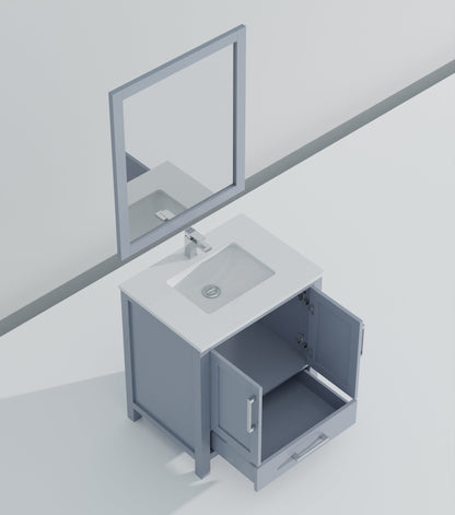 Lexora Jacques 30" Dark Grey Bathroom Vanity – Modern Solid Wood Freestanding Cabinet