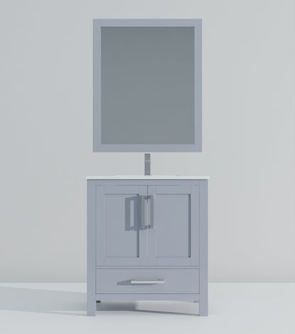 Lexora Jacques 30" Dark Grey Bathroom Vanity – Modern Solid Wood Freestanding Cabinet
